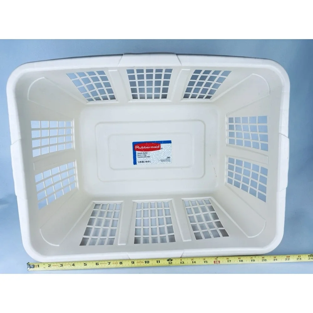Vintage Rubbermaid Laundry Basket 2965 Tan Almond Hamper Rectangular Plastic Y2K